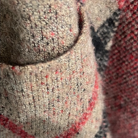 Joseph A Plaid Cardigan in Red, Black, and Tan - Picture 5 of 6